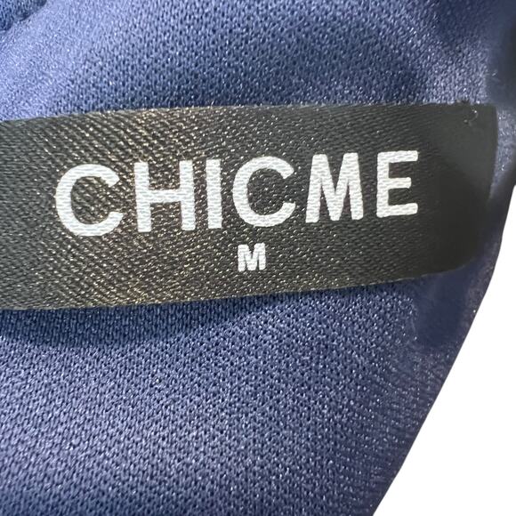 Chicme Sequin Midi Dress Blue M All Over Sequin Open Back Side Slit Bling Party - Picture 3 of 16